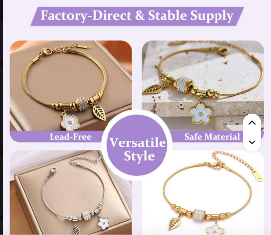 18K Leaf Flower Bangle