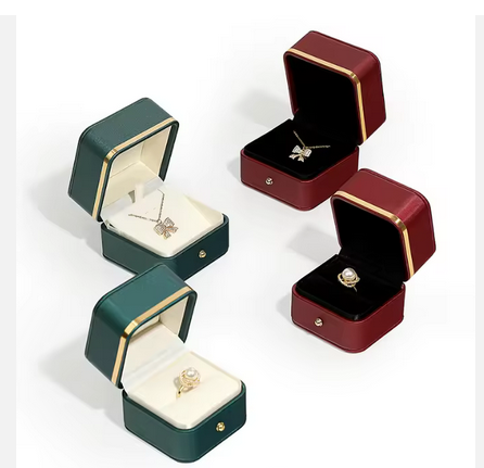Gold Rim Custom Logo Jewelry Gift Box